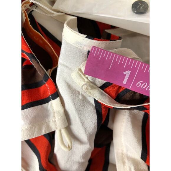 Tory Burch Maverick Top 100% Silk Flare Sleeve Striped Ivory Red NWT 0 - Picture 7 of 12